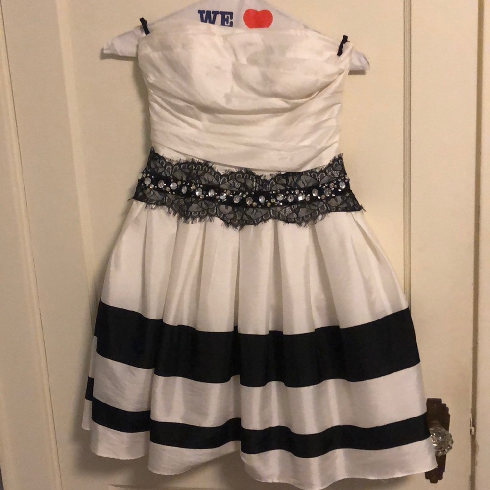Black and White Black Tie Dress Strapless